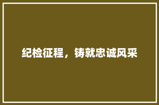 纪检征程，铸就忠诚风采 职场范文