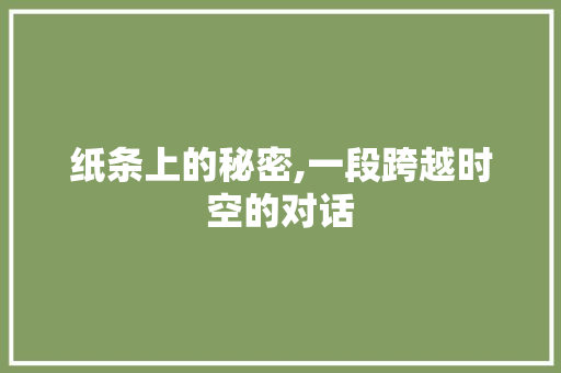 纸条上的秘密,一段跨越时空的对话