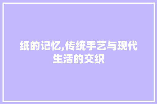 纸的记忆,传统手艺与现代生活的交织 演讲稿范文