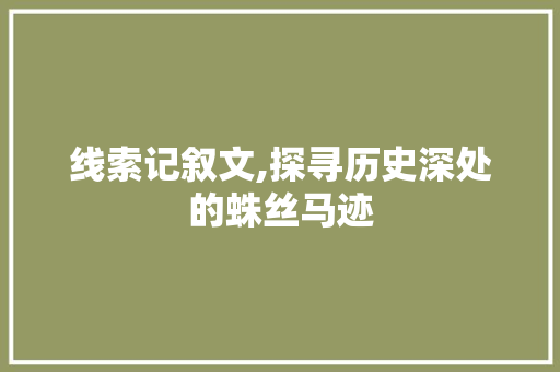 线索记叙文,探寻历史深处的蛛丝马迹