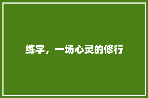 练字，一场心灵的修行