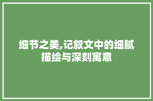 细节之美,记叙文中的细腻描绘与深刻寓意