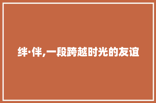 绊·伴,一段跨越时光的友谊