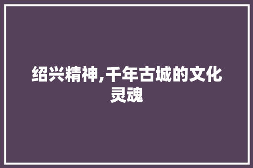 绍兴精神,千年古城的文化灵魂