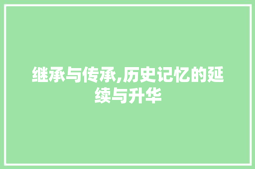 继承与传承,历史记忆的延续与升华