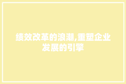 绩效改革的浪潮,重塑企业发展的引擎