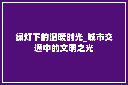 绿灯下的温暖时光_城市交通中的文明之光