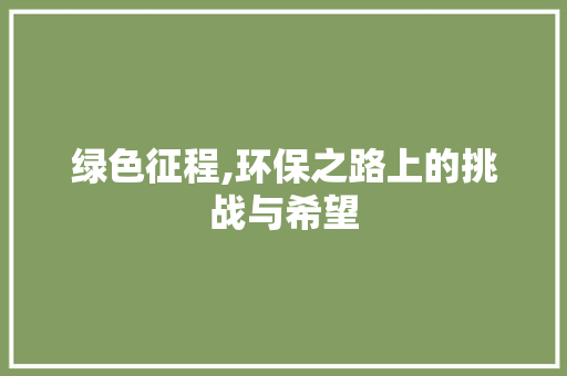 绿色征程,环保之路上的挑战与希望