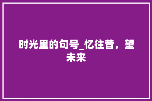 时光里的句号_忆往昔，望未来