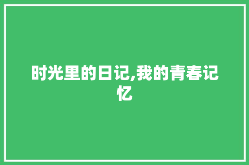 时光里的日记,我的青春记忆