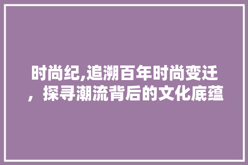 时尚纪,追溯百年时尚变迁，探寻潮流背后的文化底蕴