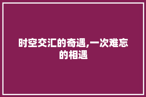 时空交汇的奇遇,一次难忘的相遇