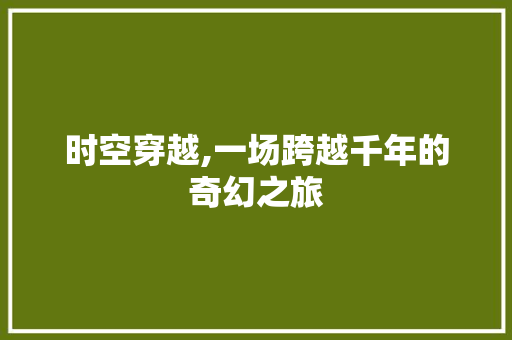 时空穿越,一场跨越千年的奇幻之旅