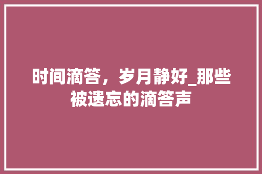 时间滴答，岁月静好_那些被遗忘的滴答声 申请书范文