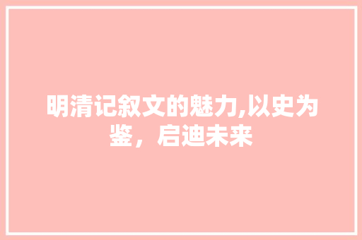 明清记叙文的魅力,以史为鉴，启迪未来