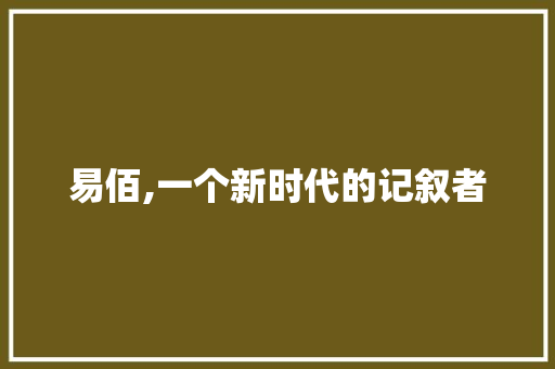 易佰,一个新时代的记叙者