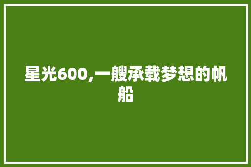 星光600,一艘承载梦想的帆船