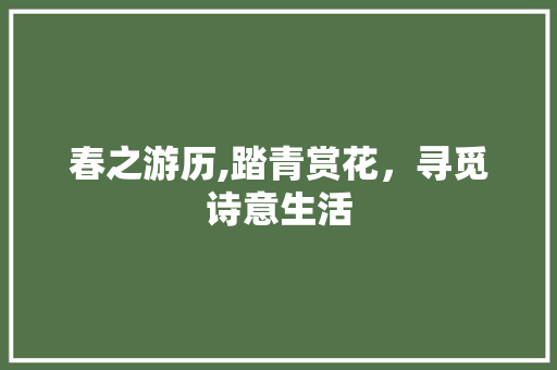 春之游历,踏青赏花，寻觅诗意生活