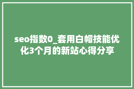 seo指数0_套用白帽技能优化3个月的新站心得分享