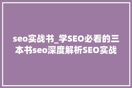 seo实战书_学SEO必看的三本书seo深度解析SEO实战密码SEO艺术