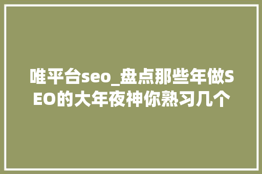 唯平台seo_盘点那些年做SEO的大年夜神你熟习几个