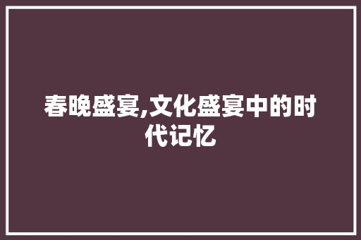 春晚盛宴,文化盛宴中的时代记忆