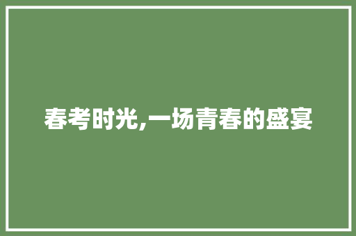 春考时光,一场青春的盛宴