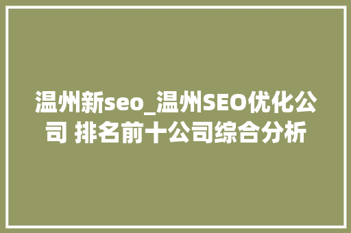 温州新seo_温州SEO优化公司 排名前十公司综合分析