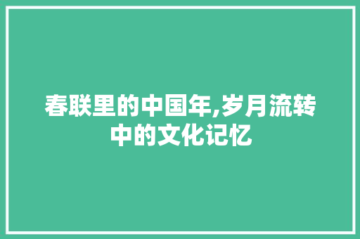 春联里的中国年,岁月流转中的文化记忆