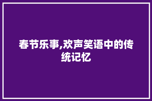 春节乐事,欢声笑语中的传统记忆 申请书范文