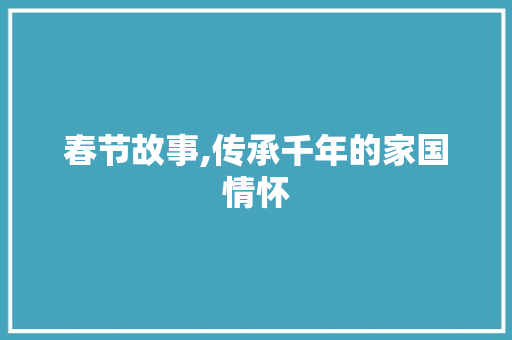 春节故事,传承千年的家国情怀