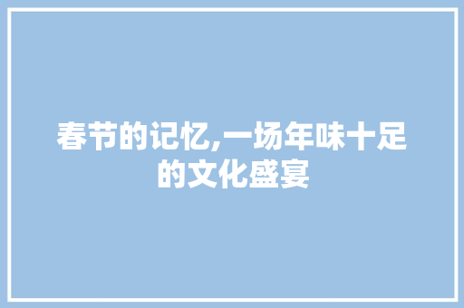 春节的记忆,一场年味十足的文化盛宴