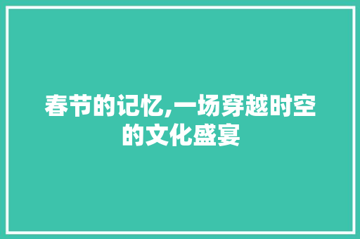 春节的记忆,一场穿越时空的文化盛宴