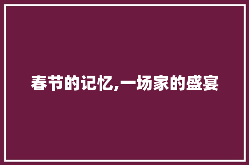 春节的记忆,一场家的盛宴