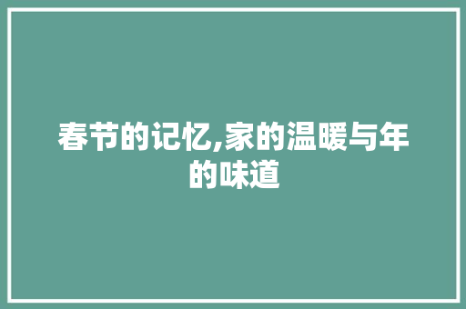 春节的记忆,家的温暖与年的味道