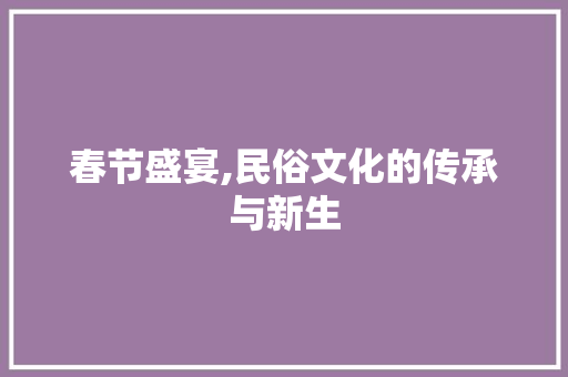 春节盛宴,民俗文化的传承与新生