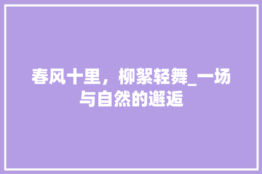 春风十里，柳絮轻舞_一场与自然的邂逅