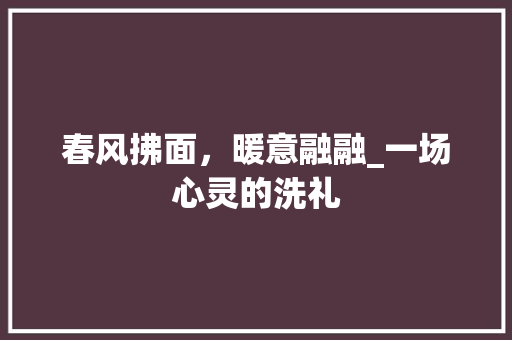 春风拂面，暖意融融_一场心灵的洗礼