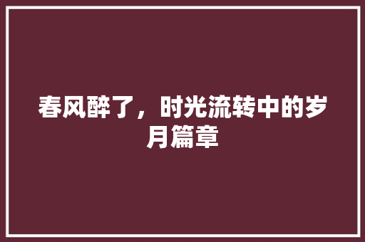 春风醉了，时光流转中的岁月篇章