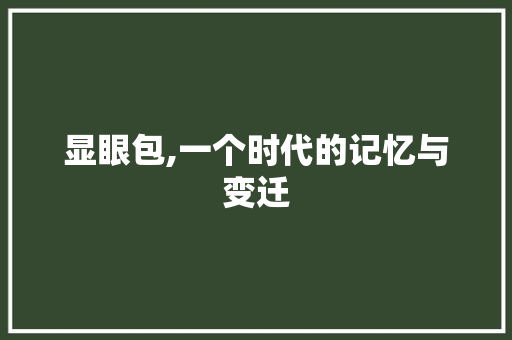 显眼包,一个时代的记忆与变迁