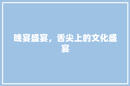 晚宴盛宴，舌尖上的文化盛宴