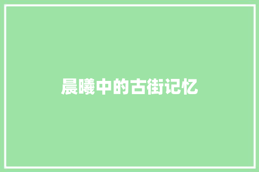 晨曦中的古街记忆