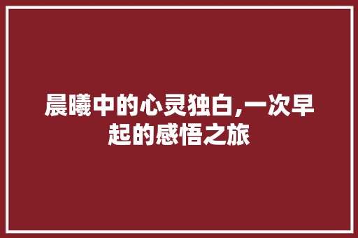 晨曦中的心灵独白,一次早起的感悟之旅