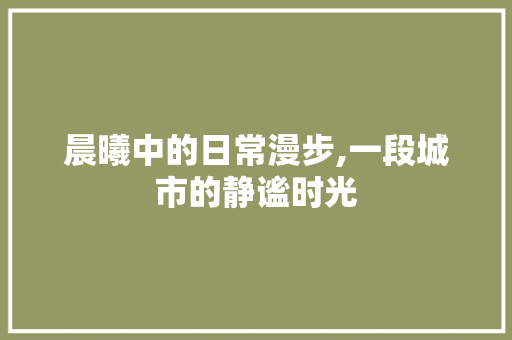 晨曦中的日常漫步,一段城市的静谧时光