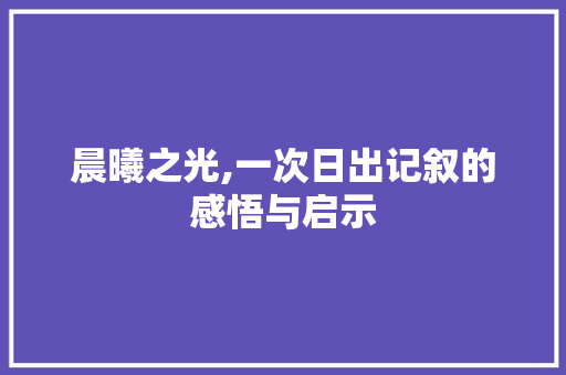 晨曦之光,一次日出记叙的感悟与启示