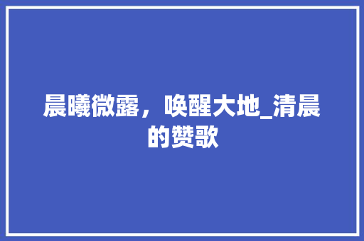 晨曦微露，唤醒大地_清晨的赞歌