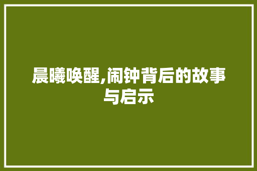 晨曦唤醒,闹钟背后的故事与启示