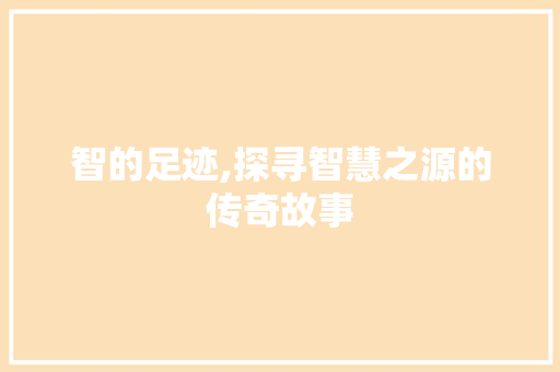 智的足迹,探寻智慧之源的传奇故事