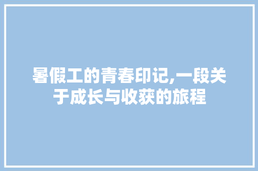 暑假工的青春印记,一段关于成长与收获的旅程