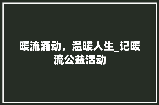 暖流涌动，温暖人生_记暖流公益活动